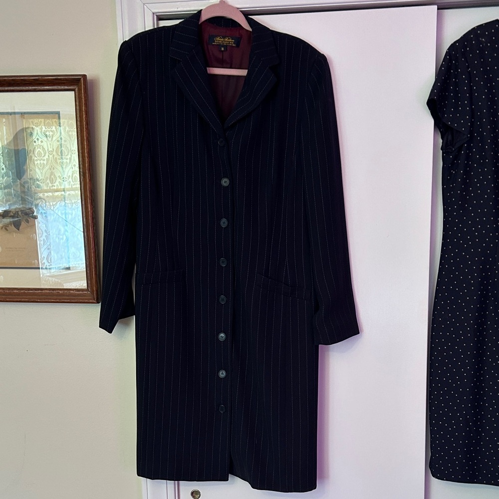 Brooks Brothers Navy Pinstripe Long Sleeve Suit Dress tailored